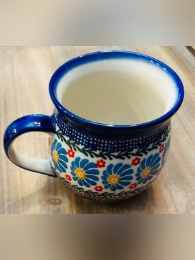 Kalich Unikat 16B Joanna K floral Pattern  Bubble Mug 16 oz- Handcrafted Poland